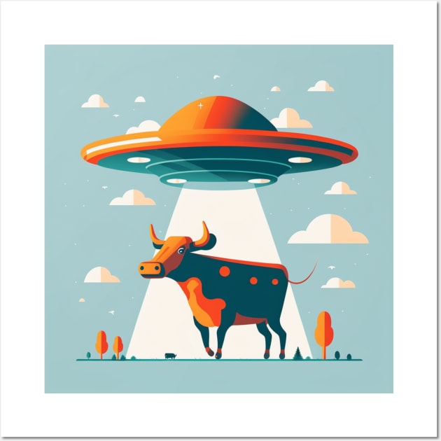 UFO Abducting a Cow Wall Art by Star Scrunch